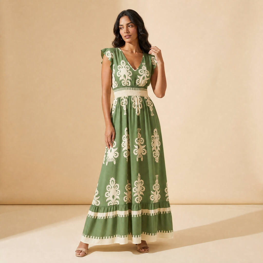 Penélope | Vestido Maxi Barroco con Escote en V