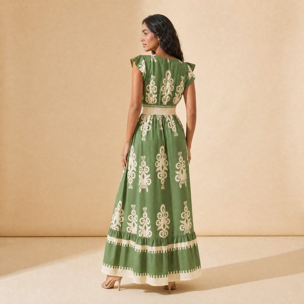 Penélope | Vestido Maxi Barroco con Escote en V