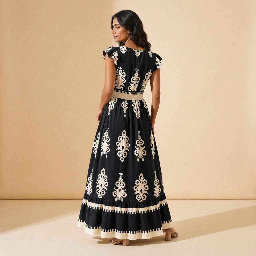 Penélope | Vestido Maxi Barroco con Escote en V