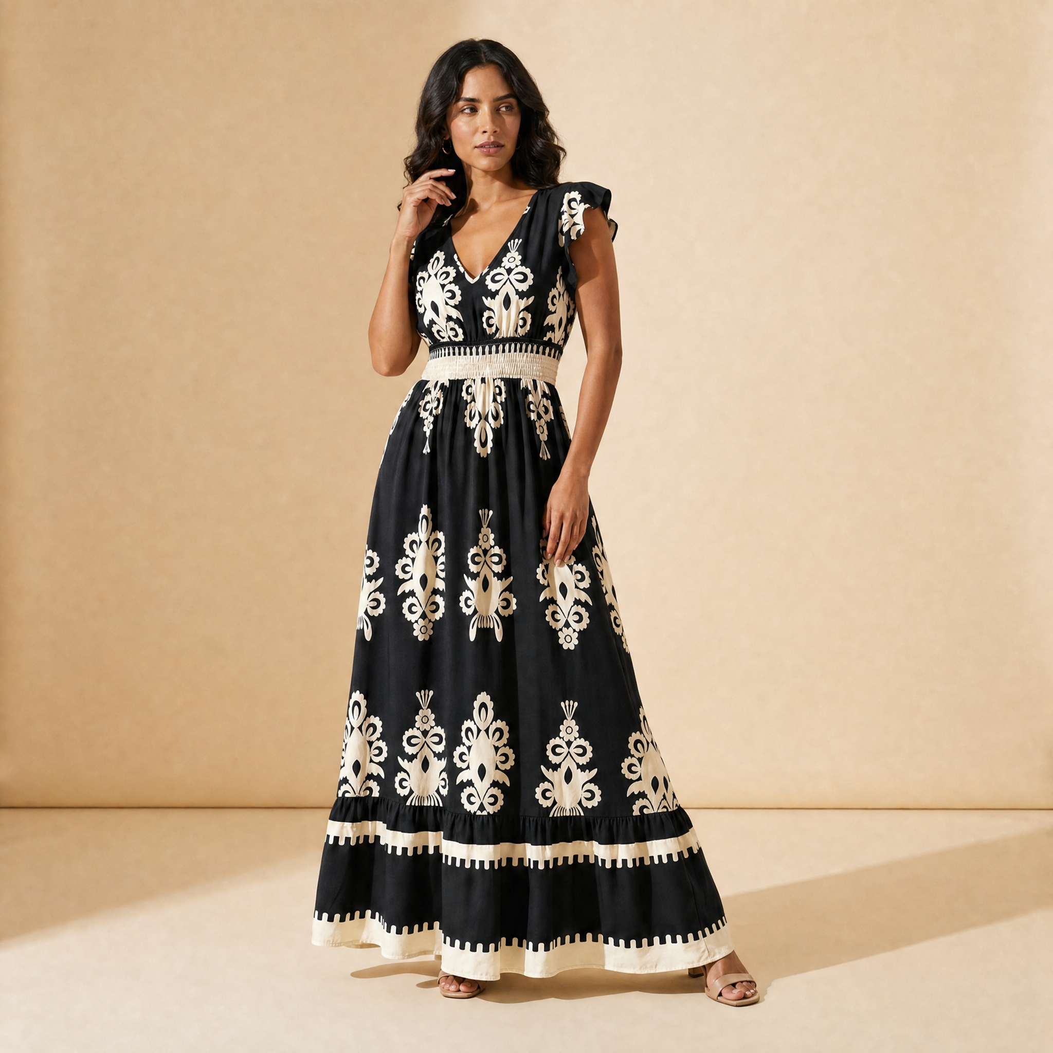 Penélope | Vestido Maxi Barroco con Escote en V